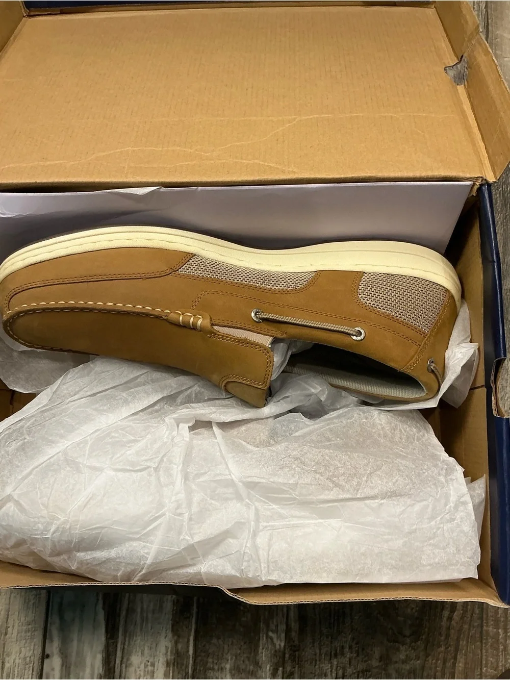 Dockers Men's Cognac Slip-On Leather Loafer Size 14